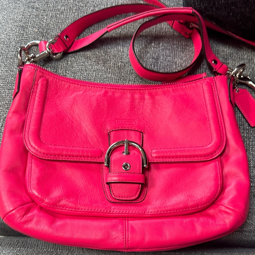 Coach Fuchsia Leather Shoulder Bag
